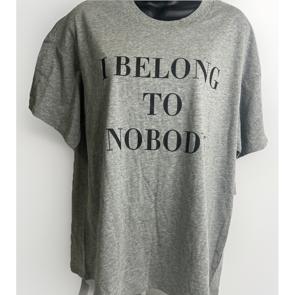 Nobody Denim Graphic Crewneck T-Shirt Tee "I‎ Belong To Nobody" Gray Large~NWT